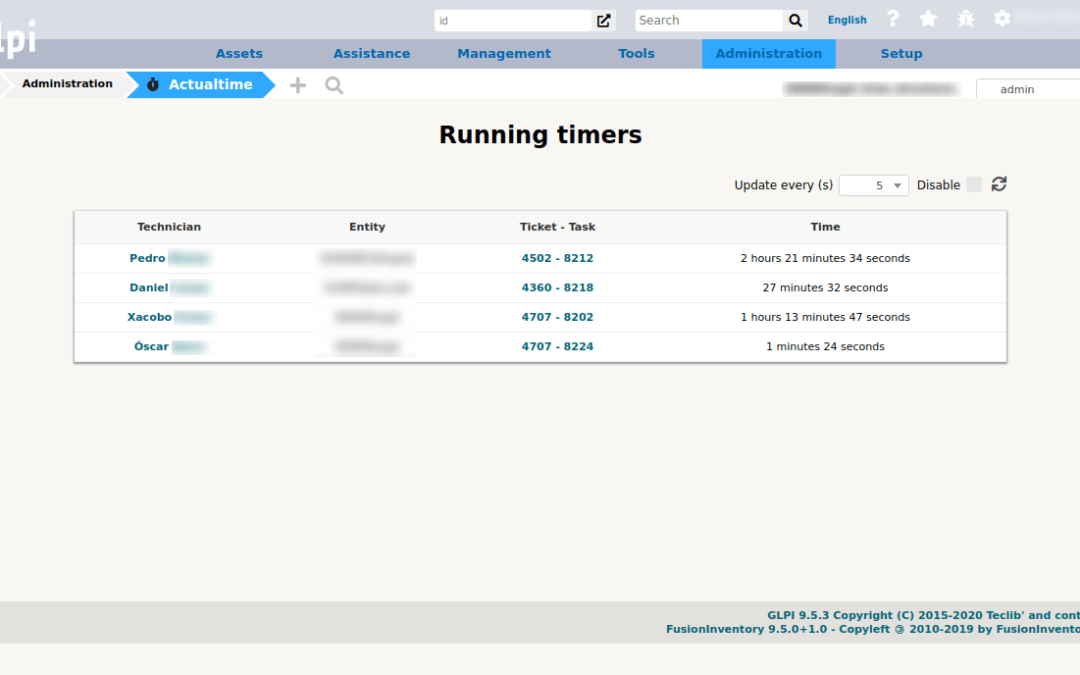 Actualtime running timers