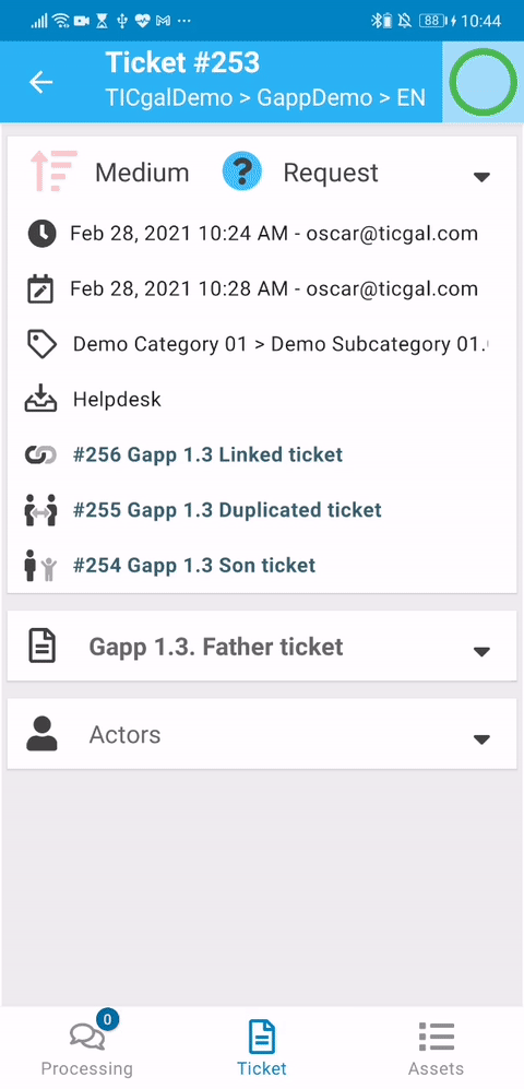 Gapp 1.3 linked, duplicated, father, son tickets